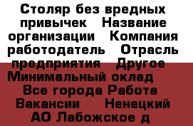 Столяр без вредных привычек › Название организации ­ Компания-работодатель › Отрасль предприятия ­ Другое › Минимальный оклад ­ 1 - Все города Работа » Вакансии   . Ненецкий АО,Лабожское д.